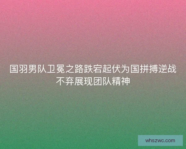 国羽男队卫冕之路跌宕起伏为国拼搏逆战不弃展现团队精神