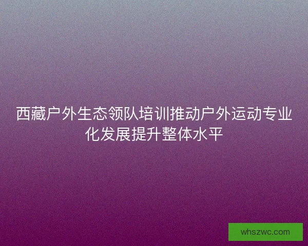 西藏户外生态领队培训推动户外运动专业化发展提升整体水平