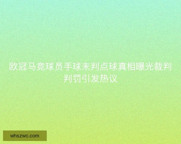 欧冠马竞球员手球未判点球真相曝光裁判判罚引发热议 欧冠马竞球员手球未判点球真相曝光裁判判罚引发热议