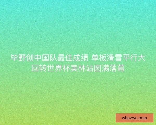 毕野创中国队最佳成绩 单板滑雪平行大回转世界杯美林站圆满落幕 毕野创中国队最佳成绩 单板滑雪平行大回转世界杯美林站圆满落幕